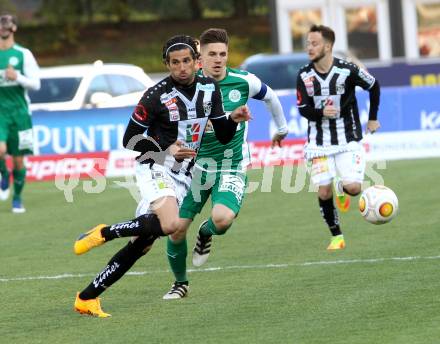 Fussball Bundesliga. RZ Pellets WAC gegen  SV Mattersburg. Ynclan Pajares Jacobo,  (WAC), Patrick Farkas (Mattersburg). Wolfsberg, am 29.4.2017.
Foto: Kuess

---
pressefotos, pressefotografie, kuess, qs, qspictures, sport, bild, bilder, bilddatenbank