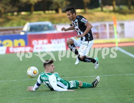 Fussball Bundesliga. RZ Pellets WAC gegen  SV Mattersburg. Stephan Palla,  (WAC), Patrick Farkas (Mattersburg). Wolfsberg, am 29.4.2017.
Foto: Kuess

---
pressefotos, pressefotografie, kuess, qs, qspictures, sport, bild, bilder, bilddatenbank