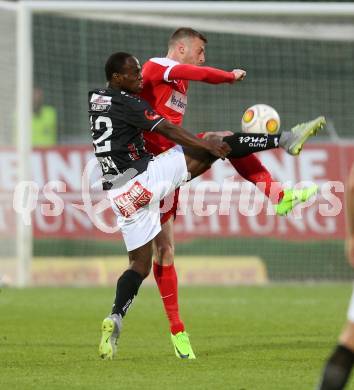 Fussball Bundesliga. RZ Pellets WAC gegen  FK Austria Wien. Dever Akeem Orgill,  (WAC), Petar Filipovic (Austria Wien). Wolfsberg, am 20.5.2017.
Foto: Kuess

---
pressefotos, pressefotografie, kuess, qs, qspictures, sport, bild, bilder, bilddatenbank