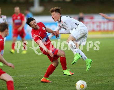 Fussball. Kaerntner Liga. WAC Amateure gegen Lendorf. Florian Harald Prohart (WAC Amat.), Julian Mataln  (Lendorf).  Wolfsberg, 5.5.2017.
Foto: Kuess
---
pressefotos, pressefotografie, kuess, qs, qspictures, sport, bild, bilder, bilddatenbank