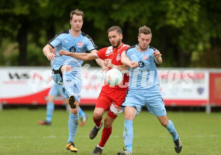 Fussball. Unterliga Ost. KAC 1909 gegen Sirnitz. Toni Krijan  (KAC), Michael Golznig, Christopher Lassnig (Sirnitz). Klagenfurt, 6.5.2017.
Foto: Kuess
---
pressefotos, pressefotografie, kuess, qs, qspictures, sport, bild, bilder, bilddatenbank