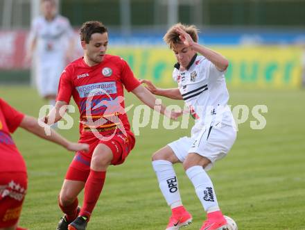 Fussball. Kaerntner Liga. WAC Amateure gegen Lendorf. Benjamin Rosenberger (WAC Amat.), Marco Moser (Lendorf).  Wolfsberg, 5.5.2017.
Foto: Kuess
---
pressefotos, pressefotografie, kuess, qs, qspictures, sport, bild, bilder, bilddatenbank