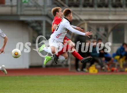 Fussball. Kaerntner Liga. WAC Amateure gegen Lendorf. Florian Harald Prohart (WAC Amat.), Martin Nagy (Lendorf).  Wolfsberg, 5.5.2017.
Foto: Kuess
---
pressefotos, pressefotografie, kuess, qs, qspictures, sport, bild, bilder, bilddatenbank