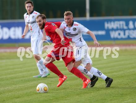 Fussball. Kaerntner Liga. WAC Amateure gegen Lendorf. Florian Manfred Schatz (WAC Amat.), Andreas Marco Allmayer (Lendorf).  Wolfsberg, 5.5.2017.
Foto: Kuess
---
pressefotos, pressefotografie, kuess, qs, qspictures, sport, bild, bilder, bilddatenbank