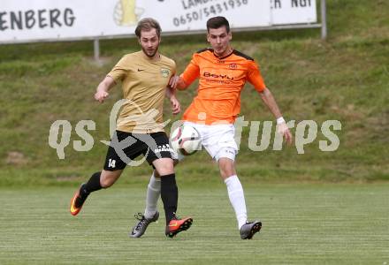 Fussball Kaerntner Liga. Koettmannsdorf gegen Spittal. Christian Schimmel,  (Koettmannsdorf), Mario Dadic (Spittal). Koettmannsdorf, am 24.5.2017.
Foto: Kuess
---
pressefotos, pressefotografie, kuess, qs, qspictures, sport, bild, bilder, bilddatenbank