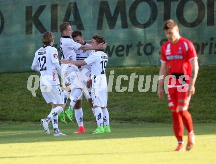 Fussball. Kaerntner Liga. WAC Amateure gegen SAK. Torjubel Amar Hodzic, Marcel Holzer, Alexander Hofer, Florian Harald Prohart, (WAC). St. Andrae, 26.5.2017. 
Foto: Kuess
---
pressefotos, pressefotografie, kuess, qs, qspictures, sport, bild, bilder, bilddatenbank