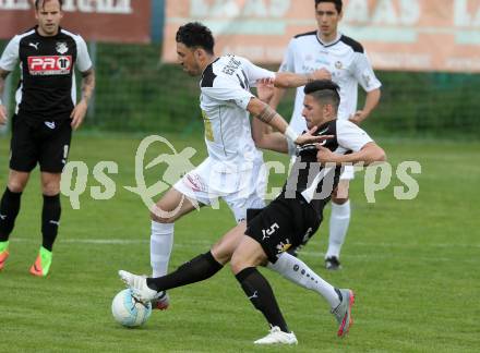 Fussball. Kaerntner Liga. Bleiburg gegen Spittal.  Daniel Horst Ramsauer (Bleiburg),  Dejan Kecanovic (Spittal). Bleiburg, 13.5.2017.
Foto: Kuess
---
pressefotos, pressefotografie, kuess, qs, qspictures, sport, bild, bilder, bilddatenbank