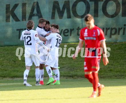 Fussball. Kaerntner Liga. WAC Amateure gegen SAK. Torjubel Amar Hodzic, Marcel Holzer, Alexander Hofer, Florian Harald Prohart, (WAC). St. Andrae, 26.5.2017. 
Foto: Kuess
---
pressefotos, pressefotografie, kuess, qs, qspictures, sport, bild, bilder, bilddatenbank