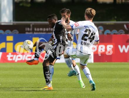 Fussball Bundesliga. RZ Pellets WAC gegen  SK Puntigamer Sturm Graz.  Issiaka Ouedraogo,  (WAC), Marvin Potzmann, Marc Andre Schmerboeck (Graz). Wolfsberg, am 28.5.2017.
Foto: Kuess

---
pressefotos, pressefotografie, kuess, qs, qspictures, sport, bild, bilder, bilddatenbank