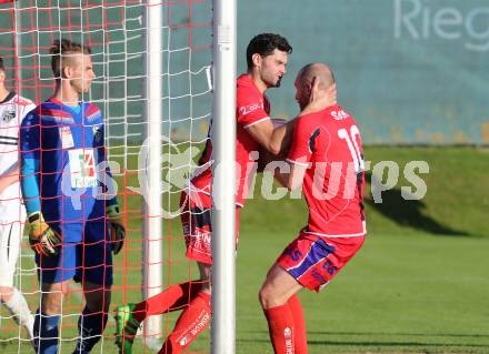 Fussball. Kaerntner Liga. WAC Amateure gegen SAK. Torjubel Christian Dlopst, Stephan Buergler (SAK). St. Andrae, 26.5.2017. 
Foto: Kuess
---
pressefotos, pressefotografie, kuess, qs, qspictures, sport, bild, bilder, bilddatenbank