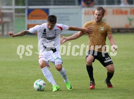 Fussball Kaerntner Liga. SAK gegen Koettmannsdorf. Amer Krcic,  (SAK),  Martin Trattnig (Koettmannsdorf). Klagenfurt, am 28.7.2017.
Foto: Kuess
---
pressefotos, pressefotografie, kuess, qs, qspictures, sport, bild, bilder, bilddatenbank