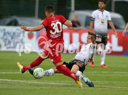 Fussball Tipico Bundesliga. RZ Pellets WAC gegen Cashpoint SCR Altach. Gerald Nutz, (WAC), Kristijan Dobras (Altach). Wolfsberg, am  6.8.2017.
Foto: Kuess

---
pressefotos, pressefotografie, kuess, qs, qspictures, sport, bild, bilder, bilddatenbank