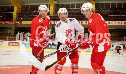 EBEL. Eishockey Bundesliga. Training KAC. Richie Regehr, Jon Rheault, Julian Talbot. Klagenfurt, am 31.7.2017.
Foto: Kuess
---
pressefotos, pressefotografie, kuess, qs, qspictures, sport, bild, bilder, bilddatenbank