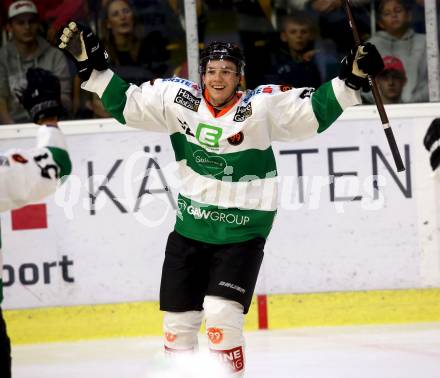 EBEL. Eishockey Bundesliga. KAC gegen Graz 99ers. Torjubel Clemens Unterweger (Graz). Klagenfurt, am 08.9.2017.
Foto: Kuess

---
pressefotos, pressefotografie, kuess, qs, qspictures, sport, bild, bilder, bilddatenbank