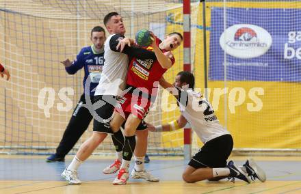 HLA. Handball Liga Austria SC Ferlach gegen UHK Krems. Marek Pales, Dean Pomorisac (Ferlach), Gunnar Prokop (Krems). Ferlach, am 3.10.2017.
Foto: Kuess
---
pressefotos, pressefotografie, kuess, qs, qspictures, sport, bild, bilder, bilddatenbank