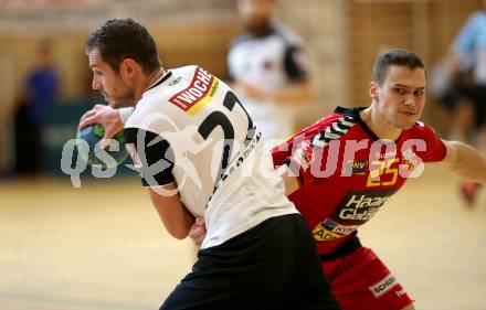 HLA. Handball Liga Austria SC Ferlach gegen UHK Krems. Dean Pomorisac, (Ferlach), Gunnar Prokop (Krems). Ferlach, am 3.10.2017.
Foto: Kuess
---
pressefotos, pressefotografie, kuess, qs, qspictures, sport, bild, bilder, bilddatenbank