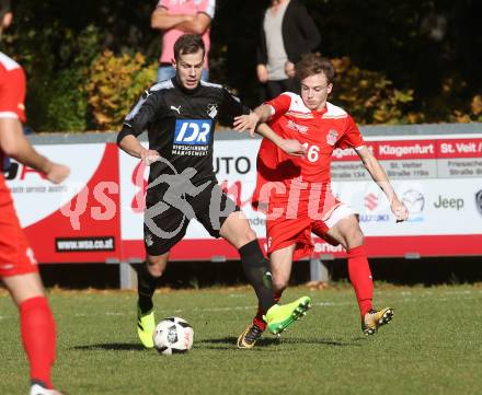 Fussball. Kaerntner Liga. KAC 1909 gegen Bleiburg. Tobias Alexander Schaflechner  (KAC), Miha Robic (Bleiburg). Klagenfurt, 14.10.2017.
Foto: Kuess
---
pressefotos, pressefotografie, kuess, qs, qspictures, sport, bild, bilder, bilddatenbank