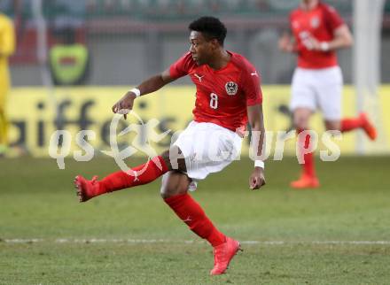 Fussball Laenderspiel. Oesterreich gegen Slowenien.Come together. Sport baut Bruecken.  David Alaba (Oesterreich). Klagenfurt, am 23.3.2018.
Foto: Kuess

---
pressefotos, pressefotografie, kuess, qs, qspictures, sport, bild, bilder, bilddatenbank