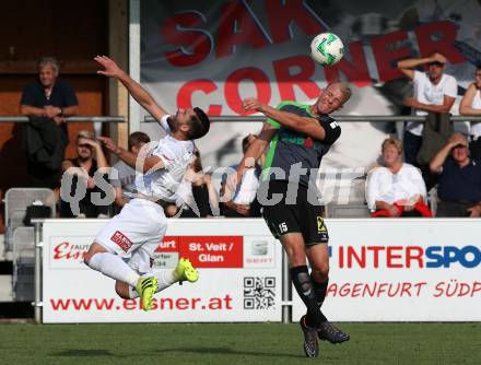 Fussball OEFB Cup. SAK gegen Voelkermarkt. Daniel Camber,  (SAK),  Matthias Maierhofer (Voelkermarkt). Klagenfurt, am 20.7.2018.
Foto: Kuess
---
pressefotos, pressefotografie, kuess, qs, qspictures, sport, bild, bilder, bilddatenbank