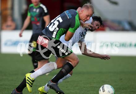 Fussball OEFB Cup. SAK gegen Voelkermarkt. Stephan Buergler, (SAK),  Matthias Maierhofer (Voelkermarkt). Klagenfurt, am 20.7.2018.
Foto: Kuess
---
pressefotos, pressefotografie, kuess, qs, qspictures, sport, bild, bilder, bilddatenbank