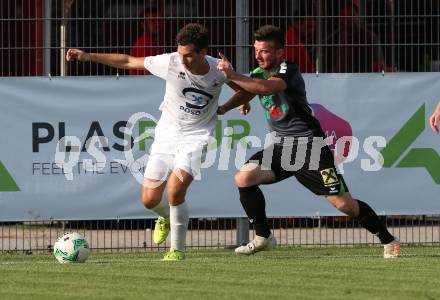 Fussball OEFB Cup. SAK gegen Voelkermarkt. Roman Sadnek,  (SAK),  Sebastian Gaber (Voelkermarkt). Klagenfurt, am 20.7.2018.
Foto: Kuess
---
pressefotos, pressefotografie, kuess, qs, qspictures, sport, bild, bilder, bilddatenbank