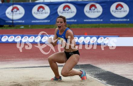 Leichtathletik. Oesterreichische Meisterschaften 2018.  Dreisprung Frauen. Jubel Michaela Egger. Klagenfurt, am 22.7.2018.
Foto: Kuess
---
pressefotos, pressefotografie, kuess, qs, qspictures, sport, bild, bilder, bilddatenbank