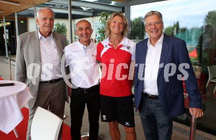 Leichtathletik. Oesterreichische Meisterschaften 2018.  Elmar Kunauer, Albert Gitschthaler, Sonja Spendelhofer, Landeshauptmann Peter Kaiser. Klagenfurt, am 22.7.2018.
Foto: Kuess
---
pressefotos, pressefotografie, kuess, qs, qspictures, sport, bild, bilder, bilddatenbank