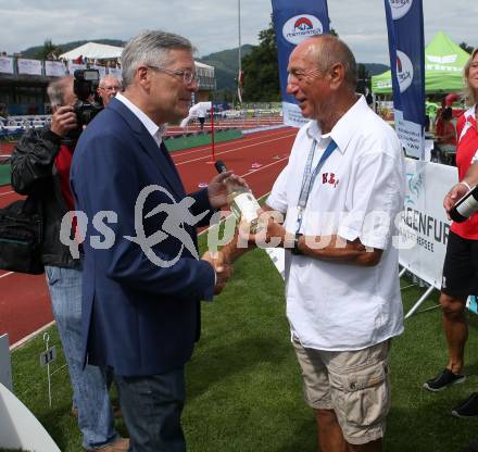 Leichtathletik. Oesterreichische Meisterschaften 2018.  Landeshauptmann Peter Kaiser, Robert Kropiunik. Klagenfurt, am 22.7.2018.
Foto: Kuess
---
pressefotos, pressefotografie, kuess, qs, qspictures, sport, bild, bilder, bilddatenbank