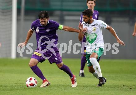 Fussball 2. Liga. SK Austria Klagenfurt gegen SC Austria Lustenau.  Sandro Zakany,  (Klagenfurt),  William Rodrigues de Freitas (Lustenau). Klagenfurt, am 27.7.2018.
Foto: Kuess
---
pressefotos, pressefotografie, kuess, qs, qspictures, sport, bild, bilder, bilddatenbank