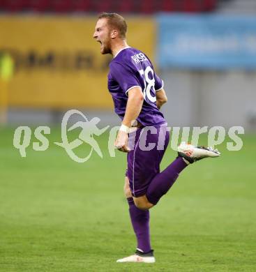 Fussball 2. Liga. SK Austria Klagenfurt gegen SC Austria Lustenau.  Torjubel Markus Rusek (Klagenfurt). Klagenfurt, am 27.7.2018.
Foto: Kuess
---
pressefotos, pressefotografie, kuess, qs, qspictures, sport, bild, bilder, bilddatenbank