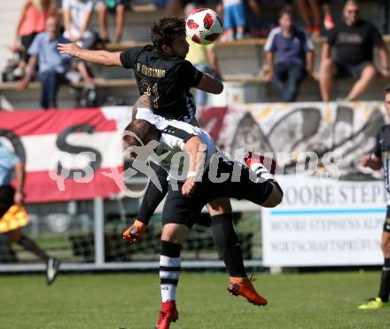 Fussball Unterliga Ost. ASK gegen Kraig. Andreas Bernhard Schritliser, (ASK),   Antonio Vavpic (Kraig). Klagenfurt, am 9.9.2018.
Foto: Kuess
---
pressefotos, pressefotografie, kuess, qs, qspictures, sport, bild, bilder, bilddatenbank