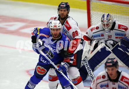 EBEL. Eishockey Bundesliga. EC VSV gegen KHL Medvescak Zagreb. Jerry Pollastrone, (VSV), Tomas Kudelka, Mathieu Corbeil  (Zagreb). Villach, am 1.9.2018.
Foto: Kuess 


---
pressefotos, pressefotografie, kuess, qs, qspictures, sport, bild, bilder, bilddatenbank