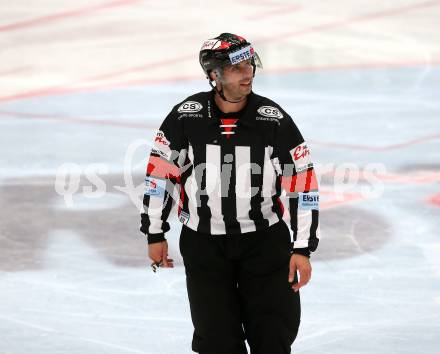 EBEL. Eishockey Bundesliga. EC VSV gegen KHL Medvescak Zagreb. Schiedsrichter Patrick Gruber. Villach, am 1.9.2018.
Foto: Kuess 


---
pressefotos, pressefotografie, kuess, qs, qspictures, sport, bild, bilder, bilddatenbank