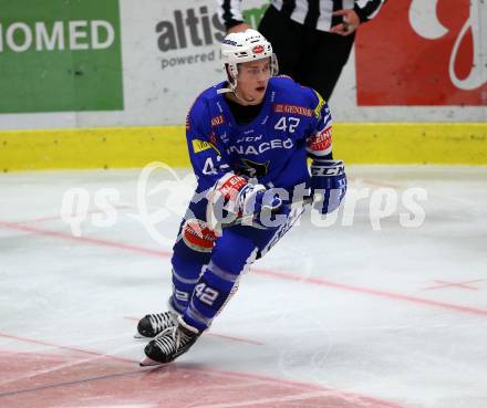 EBEL. Eishockey Bundesliga. EC VSV gegen KHL Medvescak Zagreb. 	Lanzinger Benjamin (VSV). Villach, am 1.9.2018.
Foto: Kuess 


---
pressefotos, pressefotografie, kuess, qs, qspictures, sport, bild, bilder, bilddatenbank