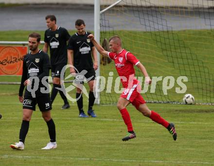 Fussball Kaerntner Liga. ASKOE Koettmannsdorf gegen Atus Ferlach. Toni Krijan (Koettmannsdorf), Torjubel Erwin Bajric (Ferlach). Koettmannsdorf, am 22.9.2018.
Foto: Kuess
---
pressefotos, pressefotografie, kuess, qs, qspictures, sport, bild, bilder, bilddatenbank