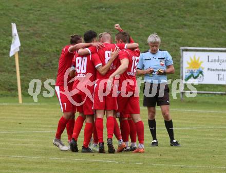 Fussball Kaerntner Liga. ASKOE Koettmannsdorf gegen Atus Ferlach. Torjubel Erwin Bajric, Martin Posratschnig, Dejan Kern, Lukas Jaklitsch, Anze Jelar, Thomas Ogris (Ferlach). Koettmannsdorf, am 22.9.2018.
Foto: Kuess
---
pressefotos, pressefotografie, kuess, qs, qspictures, sport, bild, bilder, bilddatenbank