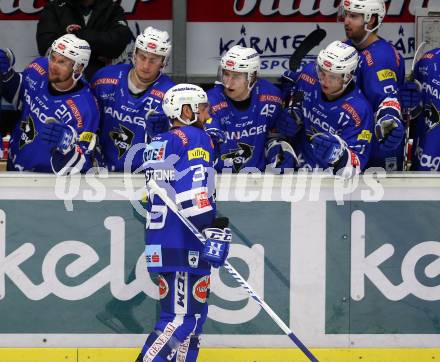 EBEL. Eishockey Bundesliga. EC VSV gegen HCB Suedtirol Alperia. Torjubel Jerry Pollastrone (VSV). Villach, am 28.9.2018.
Foto: Kuess 


---
pressefotos, pressefotografie, kuess, qs, qspictures, sport, bild, bilder, bilddatenbank