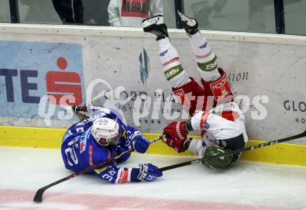 EBEL. Eishockey Bundesliga. EC VSV gegen HCB Suedtirol Alperia. Bernd Wolf, (VSV), Daniel Catenacci (Bozen). Villach, am 28.9.2018.
Foto: Kuess 


---
pressefotos, pressefotografie, kuess, qs, qspictures, sport, bild, bilder, bilddatenbank