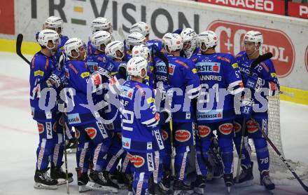 EBEL. Eishockey Bundesliga. EC VSV gegen HCB Suedtirol Alperia. Jubel (VSV). Villach, am 28.9.2018.
Foto: Kuess 


---
pressefotos, pressefotografie, kuess, qs, qspictures, sport, bild, bilder, bilddatenbank