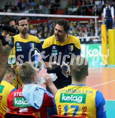 Volleyball Champions League. SK Posojilnica Aich/Dob gegen Lycurgus Groningen (NED). Trainer Matjaz Hafner (Aich/Dob). Klagenfurt, am 17.10.2018.
Foto: Kuess
---
pressefotos, pressefotografie, kuess, qs, qspictures, sport, bild, bilder, bilddatenbank