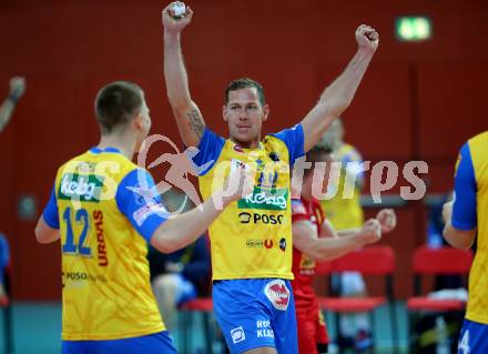 Volleyball Champions League. SK Posojilnica Aich/Dob gegen Lycurgus Groningen (NED). Jubel Najc Pusnik (Aich/Dob). Klagenfurt, am 17.10.2018.
Foto: Kuess
---
pressefotos, pressefotografie, kuess, qs, qspictures, sport, bild, bilder, bilddatenbank