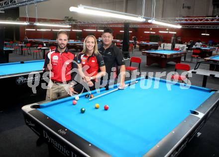 Dynamic Billard Klagenfurt Open 2018. Pressekonferenz. Albin Ouschan, Jasmin Ouschan, Mario He. Klagenfurt, am 9.10.2018.
Foto: Kuess
---
pressefotos, pressefotografie, kuess, qs, qspictures, sport, bild, bilder, bilddatenbank