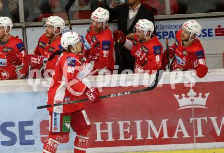 EBEL. Eishockey Bundesliga. KAC gegen spusu Vienna Capitals. Torjubel Nikolaus Kraus (KAC). Klagenfurt, am 26.10.2018.
Foto: Kuess

---
pressefotos, pressefotografie, kuess, qs, qspictures, sport, bild, bilder, bilddatenbank