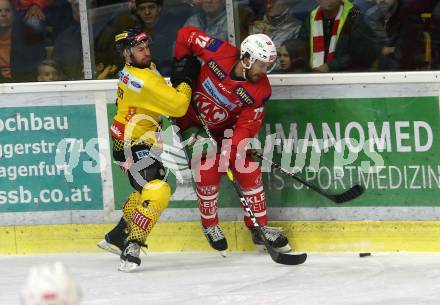 EBEL. Eishockey Bundesliga. KAC gegen spusu Vienna Capitals. Siim Liivik, (KAC), Rafael Rotter  (Vienna Capitals). Klagenfurt, am 26.10.2018.
Foto: Kuess

---
pressefotos, pressefotografie, kuess, qs, qspictures, sport, bild, bilder, bilddatenbank