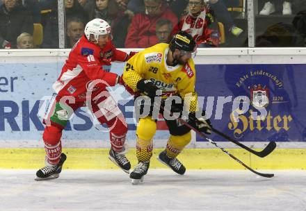 EBEL. Eishockey Bundesliga. KAC gegen spusu Vienna Capitals. Patrick Harand, (KAC), Andreas Noedl (Vienna Capitals). Klagenfurt, am 26.10.2018.
Foto: Kuess

---
pressefotos, pressefotografie, kuess, qs, qspictures, sport, bild, bilder, bilddatenbank