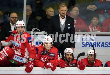 EBEL. Eishockey Bundesliga. KAC gegen HC Orli Znojmo. Trainer Petri Matikainen (KAC). Klagenfurt, am 28.10.2018.
Foto: Kuess

---
pressefotos, pressefotografie, kuess, qs, qspictures, sport, bild, bilder, bilddatenbank