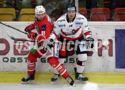 EBEL. Eishockey Bundesliga. KAC gegen HC Orli Znojmo. Philipp Kreuzer,  (KAC), Rostislav Snajnar (HC Orli Znojmo). Klagenfurt, am 28.10.2018.
Foto: Kuess

---
pressefotos, pressefotografie, kuess, qs, qspictures, sport, bild, bilder, bilddatenbank