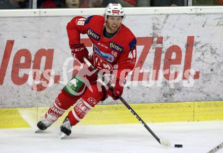 EBEL. Eishockey Bundesliga. KAC gegen HC Orli Znojmo. Johannes Bischofberger (KAC). Klagenfurt, am 28.10.2018.
Foto: Kuess

---
pressefotos, pressefotografie, kuess, qs, qspictures, sport, bild, bilder, bilddatenbank