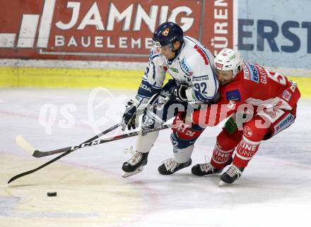 EBEL. Eishockey Bundesliga. KAC gegen Fehervar AV 19. Charles Robin Gartner, (KAC), Anze Kuralt  (Alba Volan). Klagenfurt, am 28.10.2018.
Foto: Kuess

---
pressefotos, pressefotografie, kuess, qs, qspictures, sport, bild, bilder, bilddatenbank