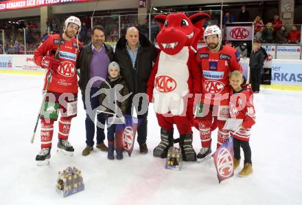 EBEL. Eishockey Bundesliga. KAC gegen Fehervar AV 19. Spieler des Abends Thomas Hundertpfund, Thomas Koch (KAC). Klagenfurt, am 28.10.2018.
Foto: Kuess

---
pressefotos, pressefotografie, kuess, qs, qspictures, sport, bild, bilder, bilddatenbank